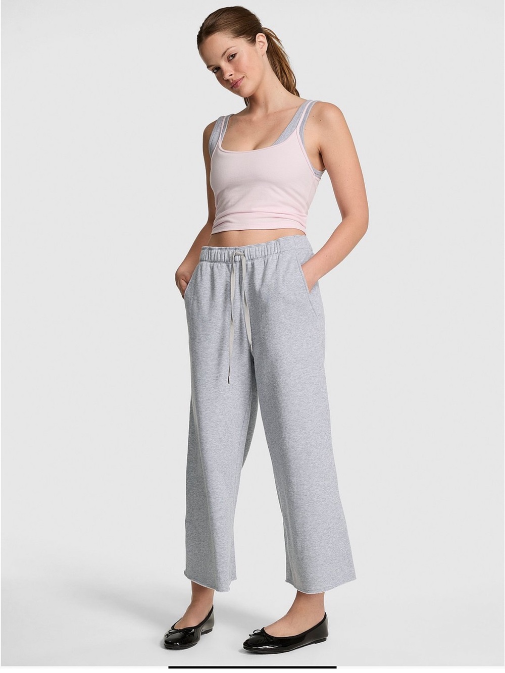 PINK Victoria's Secret Heather Gray Wide-Leg Capri sweatpants